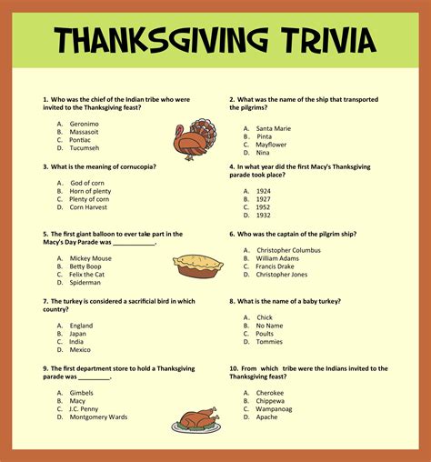 4 Best Free Printable Thanksgiving Trivia Questions W