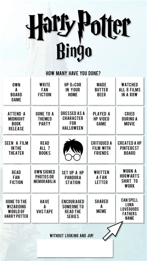 Harry Potter Bingo Printable Free Printable Templates