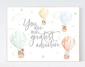 Nursery Decor Gender Neutral Hot Air Balloon Neutral Etsy