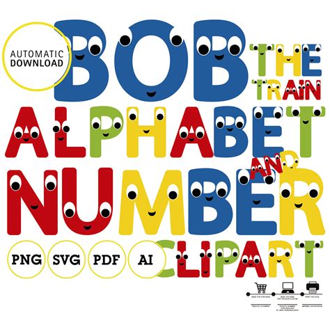 Bob The Train Alphabet Clipart Svg Pdf Ai Vector Printable Label | The ...