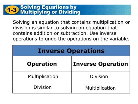 Solving Equations With Multiplication And Division Ppt Tessshebaylo