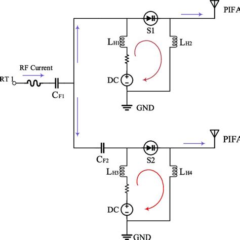 The Schematic Diagram Of Dc Biasing Circuit For Pifa Element 1 And Pifa