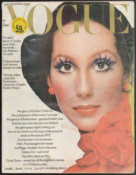 Vogue Us Dec 1972 American Original Vintage Magazine Cover Cher