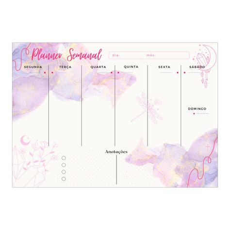 Planner Semanal Vertical De Mesa A4 Planejamento Elo7