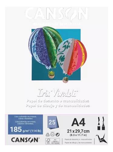 Bloco Canson Iris Vivaldi A4 Branco 25 Folhas 185g Liso MercadoLivre