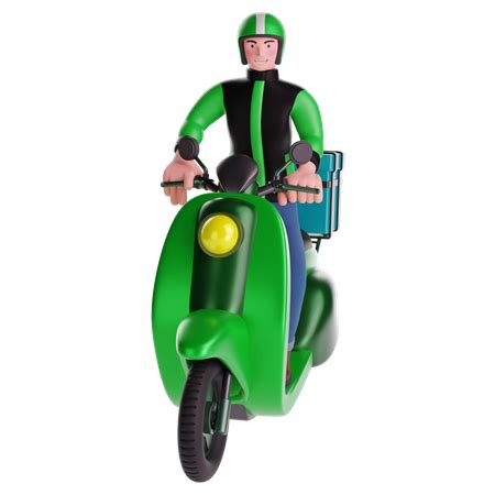 Premium Delivery Man Riding A Motorcycle With Delivery Box 3D