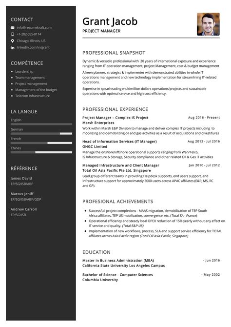 Project Manager Resume Template Word Free Download