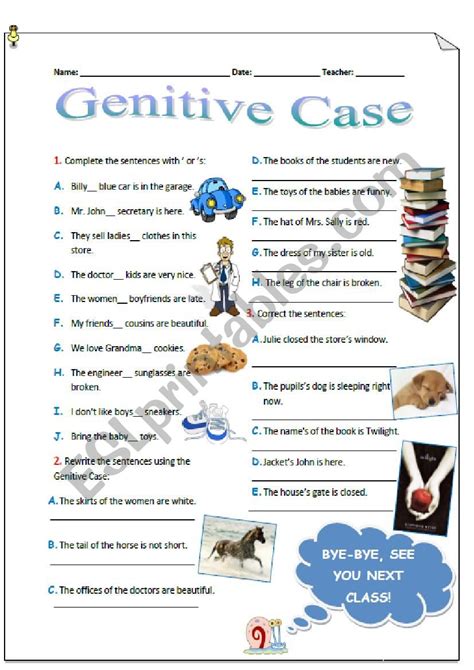 Genitive Case S Esl Worksheet By Juniorpereira