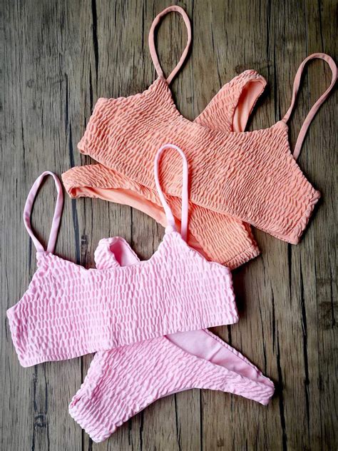 Cute Scrunch Spaghetti Bikini Set Swimsuits Bikinis Cute Bathing