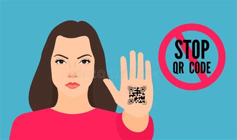 No Qr Code Woman Doing Stop Sign With Palm Vector Stock Vector