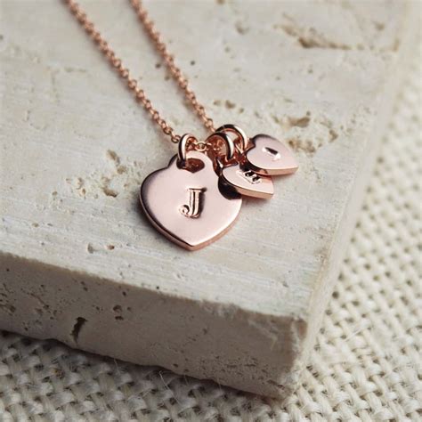 personalised rose gold heart necklace    words