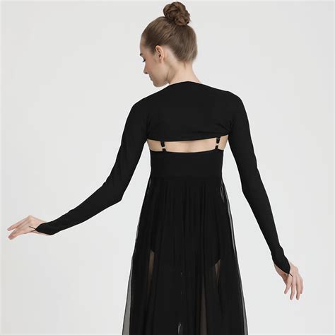 Womens Long Sleeve Warm Up Pretty Ballet Shrug In Black Danceym