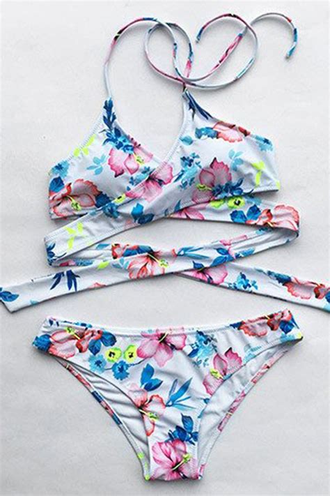 Floral Authority Cross Halter Bikini Set