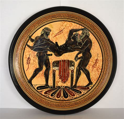 Homoerotic Scene Between Three Males Athens 500 Bc Representation Of Red Figure Vessel Ceramic