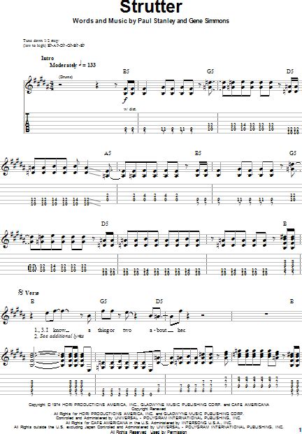 Strutter Guitar Tab Play Along Zzounds