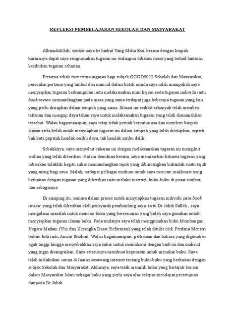 Refleksi Pembelajaran Sekolah Dan Masyarakat Pdf