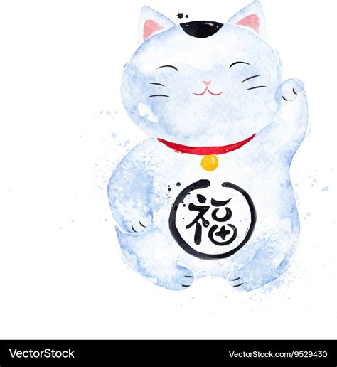 Chinese symbols lucky cat Royalty Free Vector Image