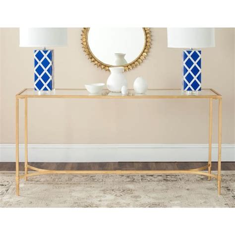 Safavieh Antwan In Gold Glass Console Table Fox A The Home Depot