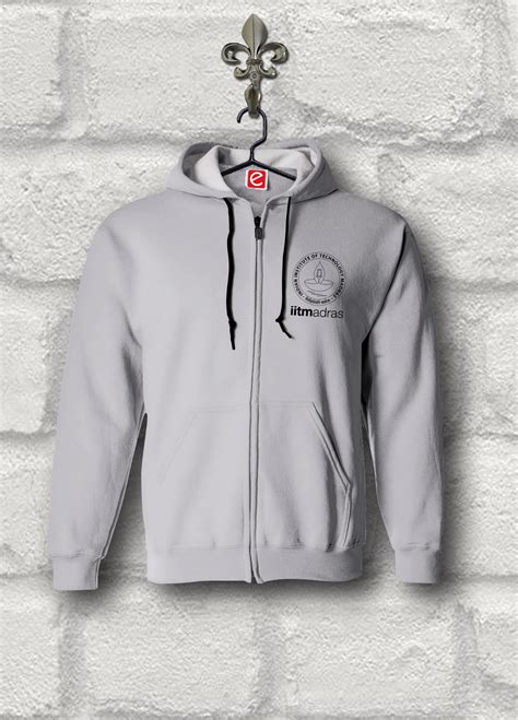 IIT Madras Hoodie - Grey with Front Zip - Scholar Shoppe for IIT Madras