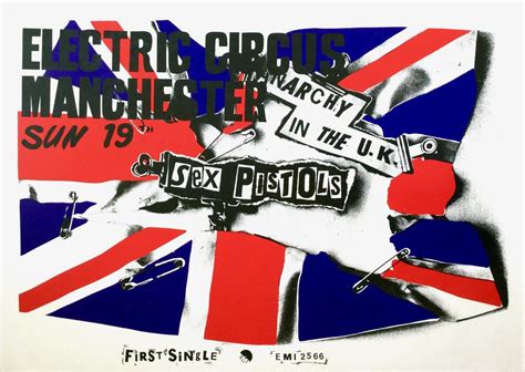 Sex Pistols Large 1976 Anarchy Tour Manchester Concert Poster Free