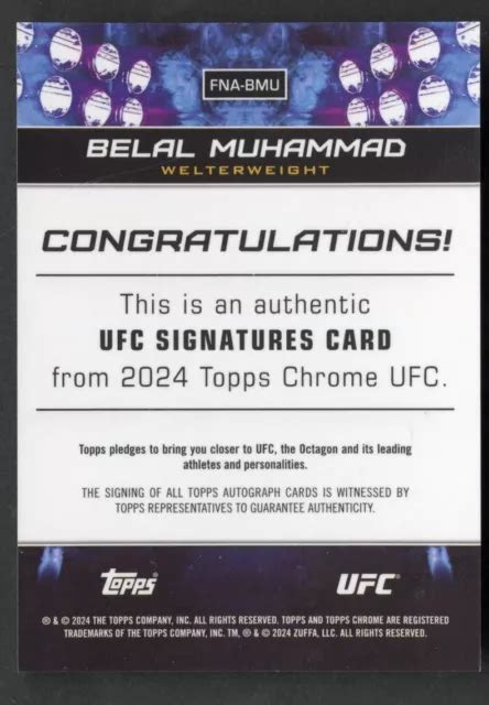 2024 TOPPS CHROME UFC Belal Muhammad UFC signatures réfracteur orange