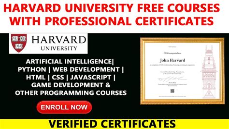 Harvard University Free Courses With Professional Certificates AI