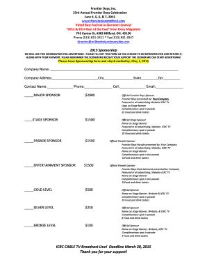 Fillable Online Frontier Days Inc Fax Email Print PdfFiller