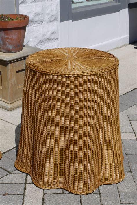 Pair Of Vintage Draped Wicker End Tables At 1stdibs