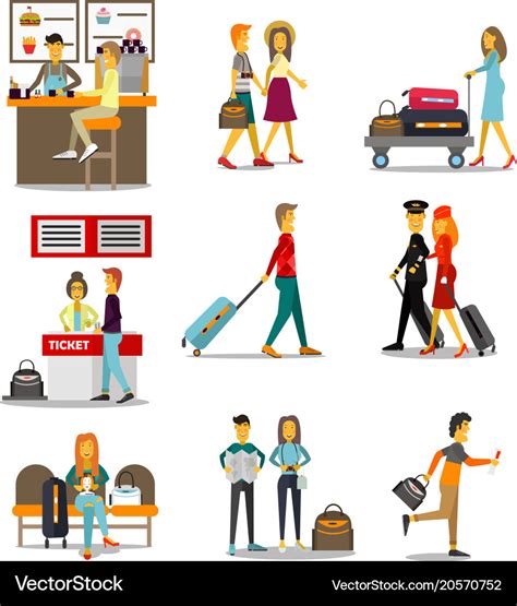 People In The Airport Passing Royalty Free Vector Image