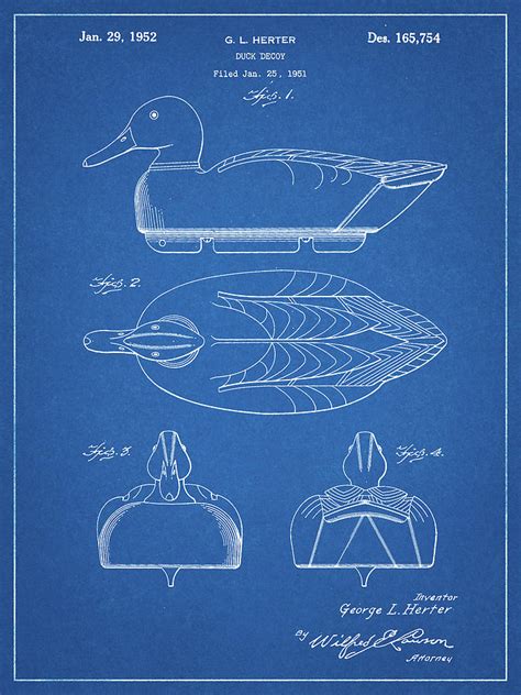 Pp Blueprint Duck Decoy Patent Poster Digital Art By Cole Borders