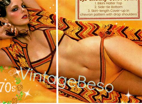 Patterns Bikini Crochet Pattern Vintage S Golden Duo Coat Coverup Retro Sexy Top