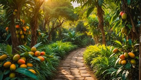 Premium Photo Beautiful Alley With Mango Trees In The Garden