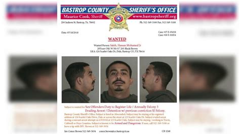 Bastrop Deputies Seeking Armed And Dangerous Sex Offender Who Failed To Register Evaded