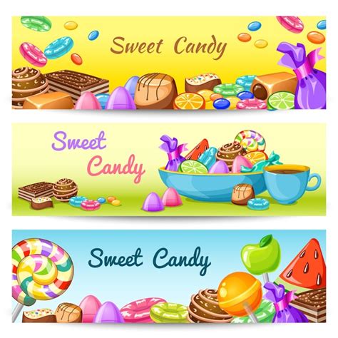 Free Vector Sweet Candy Banner Set