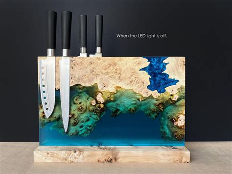 Magnetic Knife Holder With Lightcustom Knife Blockmagnetic Wooden