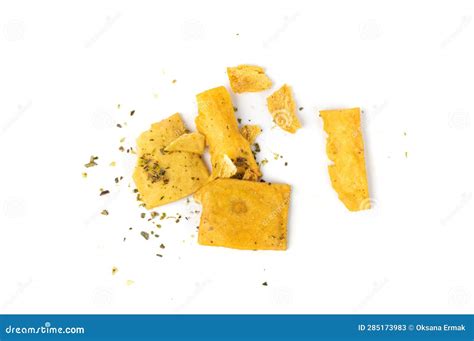 Crumbled Pita Chips Isolated Broken Tortillas Crunchy Flat Bread