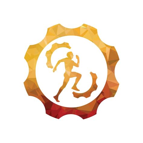Premium Vector Running Man With Gear Cog Setting Icon Inside Of Gear