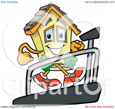 Clipart Picture Of A House Mascot Cartoon Character Walking On A