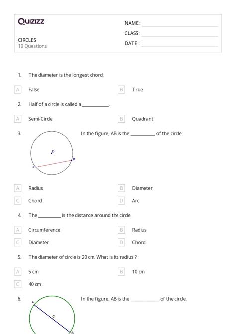 50 Circles Worksheets For 4th Class On Quizizz Free And Printable