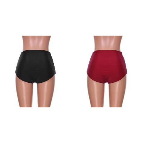 Pack Women S High Waisted Swim Bottom Ruched Bikini Tankini Swimsuit Briefs Plus Size Short