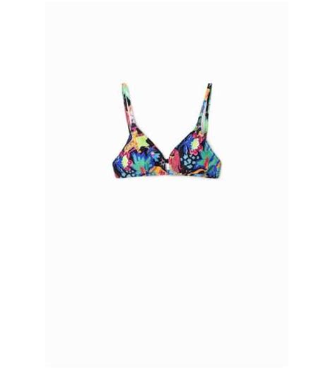Desigual Jungle Design Triangle Bikini Top Size M