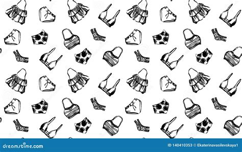 Seamless Pattern With Hand Drawn Swimwear Bikini Vector Endless Sketch