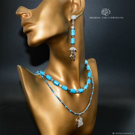 Колье из бирюзы. Серьги из бирюзы. "Под дождем" купить в интернет ...