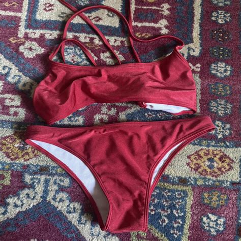 Basic Swim LA Red Bikini Size Small Perfect Depop