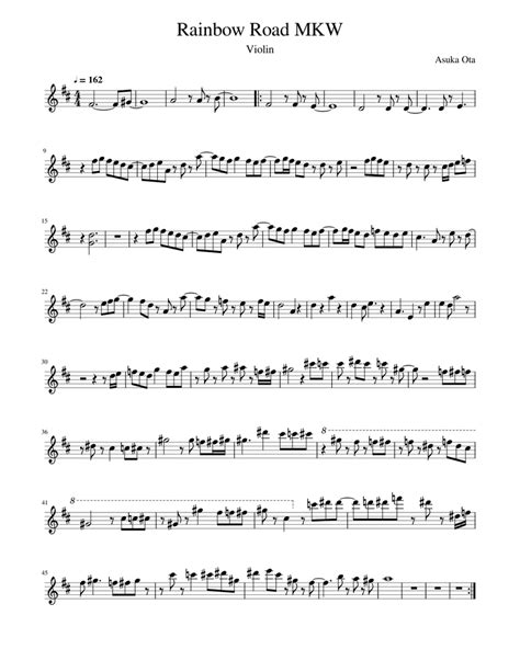 Rainbow Road Mario Kart Wii Sheet Music For Violin Solo