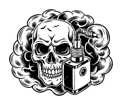 premium vector  black  white drawing   skull vintage human