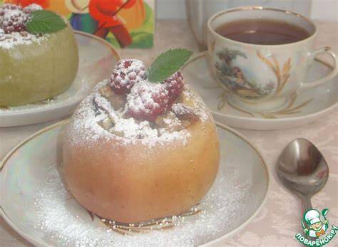 Пшенные хлопья с фруктами в яблоке – кулинарный рецепт