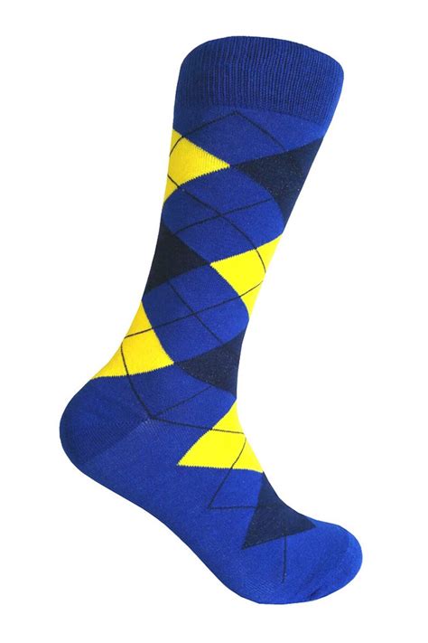 Mens Royal Bluebright Yellownavy Argyle Dress Socks Etsy