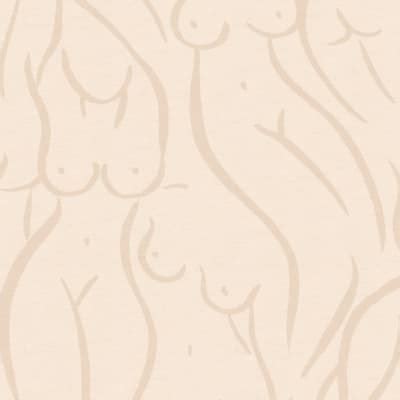 Beige Nude Woman Figure Drawing Repeat Pattern Wallpaper Hovia