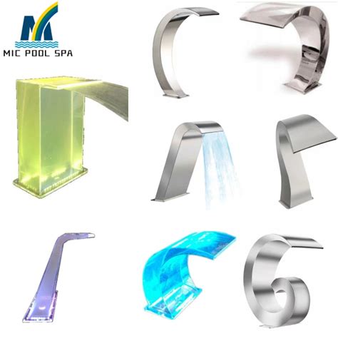 Acrylic Pool Waterfall Fountain Cadcade Spillway With Led Light